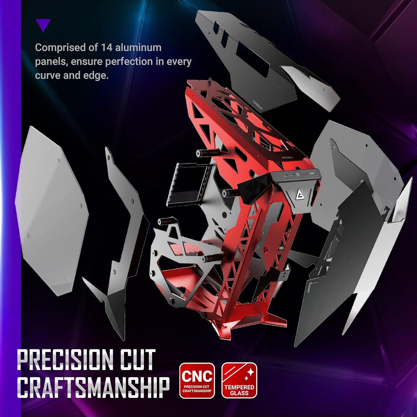 Antec Torque Mid Tower Aluminum Gaming Cabinet I Computer Case Support E-ATX, ATX, Micro-ATX, ITX Motherboard with Tempered Glass (Both Sides)