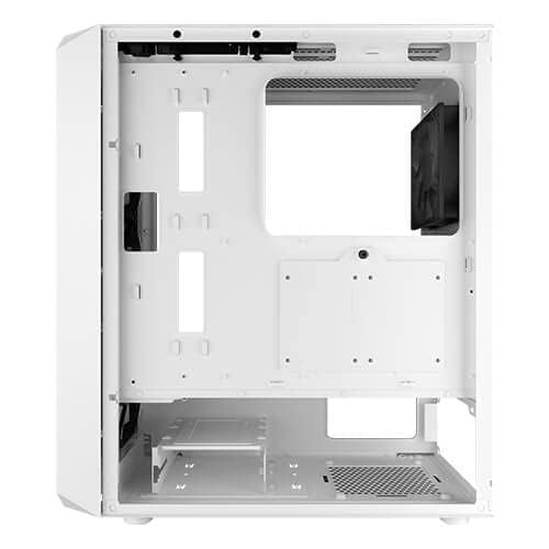 The Antec NX292 White ATX Mid-Tower Case features a full side view with a tempered glass panel and comes pre-installed with four 120mm fans at the front for optimal airflow.