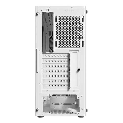The Antec NX292 White ATX Mid-Tower Case features a full side view with a tempered glass panel and comes pre-installed with four 120mm fans at the front for optimal airflow.