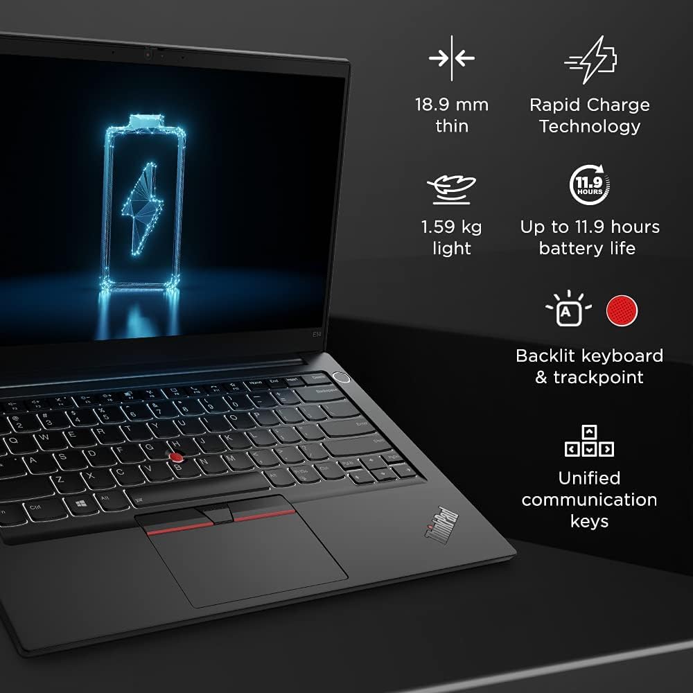 Lenovo ThinkPad E14 Intel Core i5 11th Gen 14-inch (35.56cm) Thin and Light Laptop (16GB RAM/512GB SSD/Win 10/1.59 kg),Black (Refurbished)