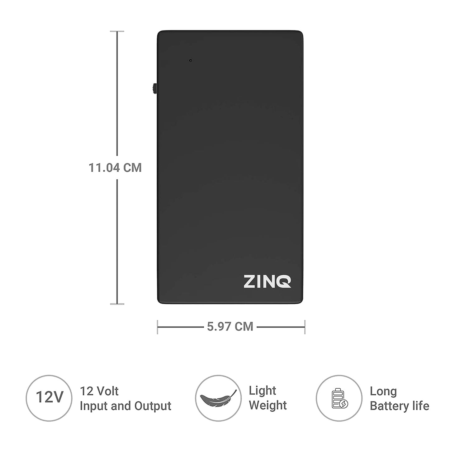 ZINQ Mini UPS for 12V Routers, High-Power Fiber Routers, and Broadband Modems | Seamless Automatic Switching | Up to 4 Hours of Power Backup During Outages (Black)
