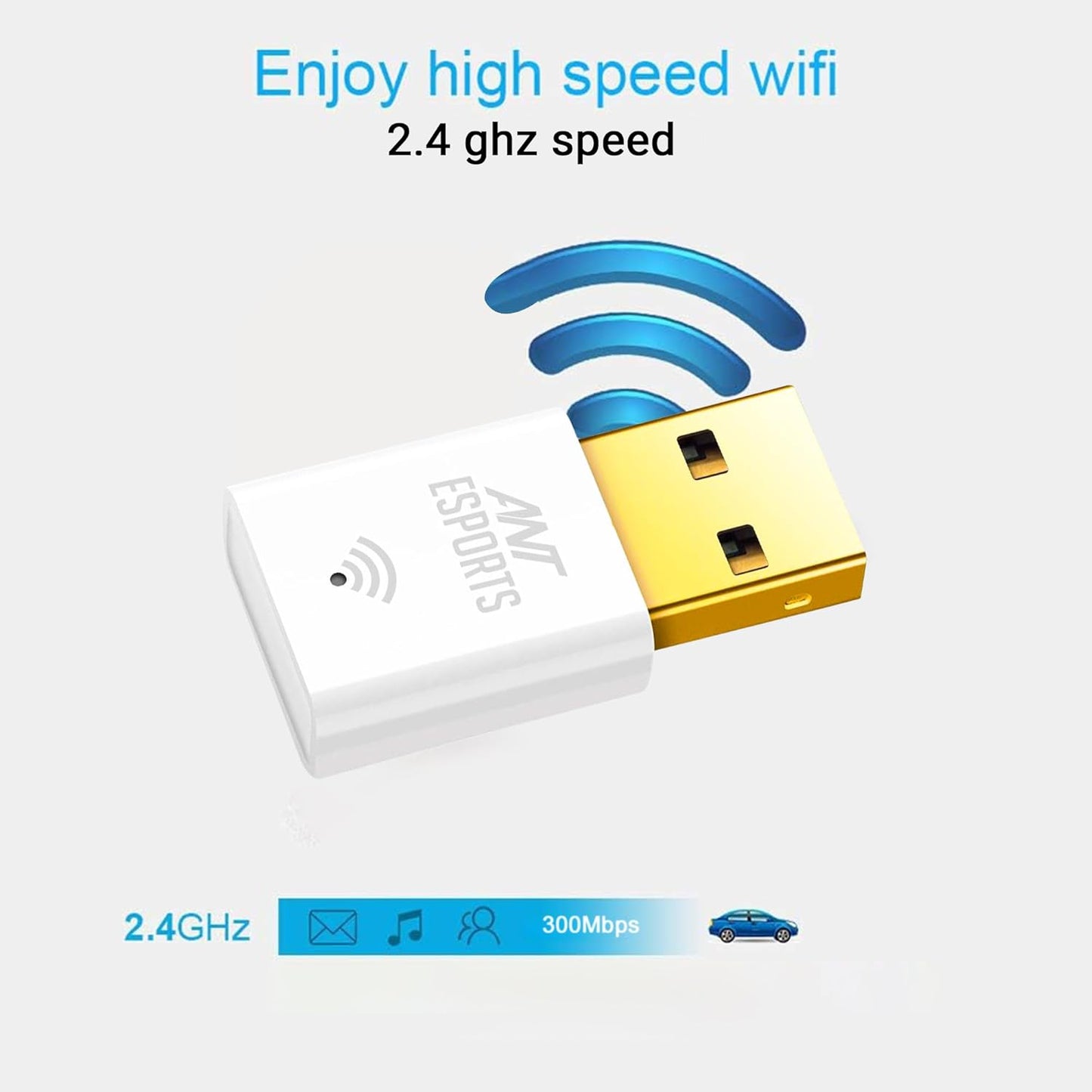Ant Esports AE300D 300mbps Wi-Fi + DVR USB 2.0 Mini Dongle for Desktop Laptop PC I 2.4Ghz I WiFi 4 802.11N