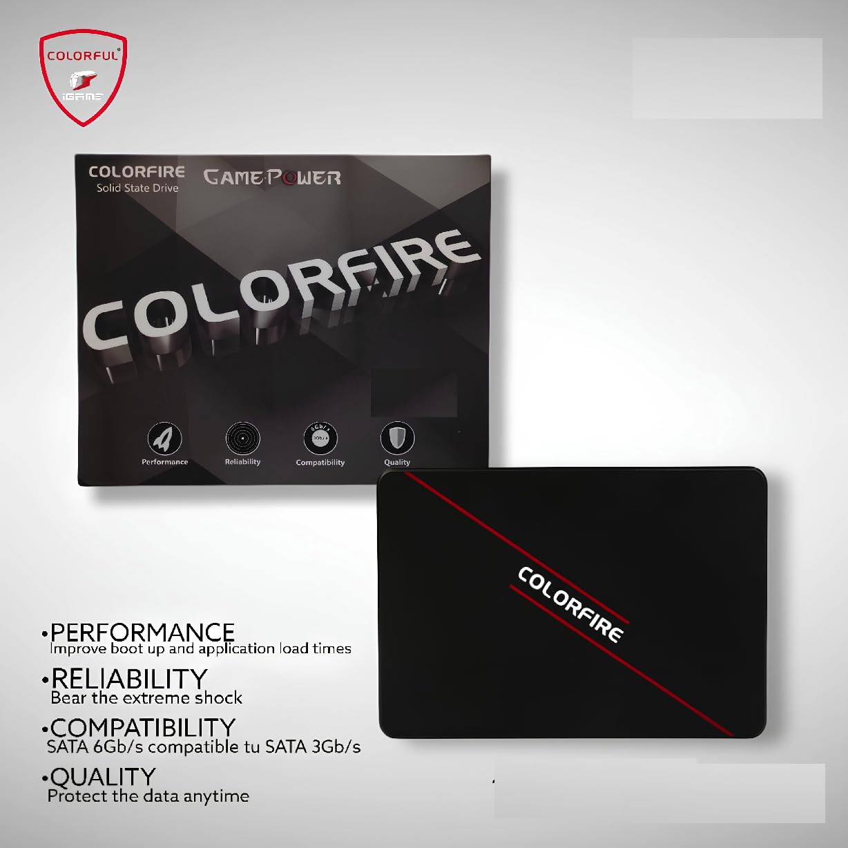 Colorful Colorfire CF500 256GB 2.5-inch SATA SSD with 550 MB/s Read and 500 MB/s Write Speeds, Ideal for Laptops and Desktops,