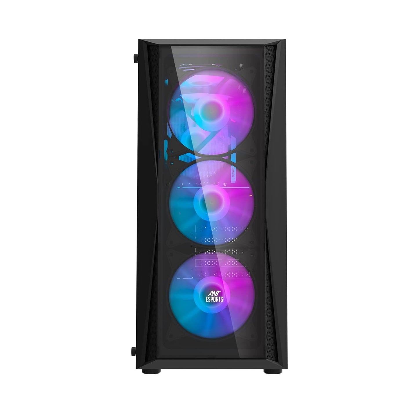 Ant Esports 220 Air Mid-Tower Gaming Case - Black | Supports ATX, M-ATX, ITX Motherboards | Includes 3 x 120mm Front Fans and 1 x 120mm Rear Fan Pre-Installed