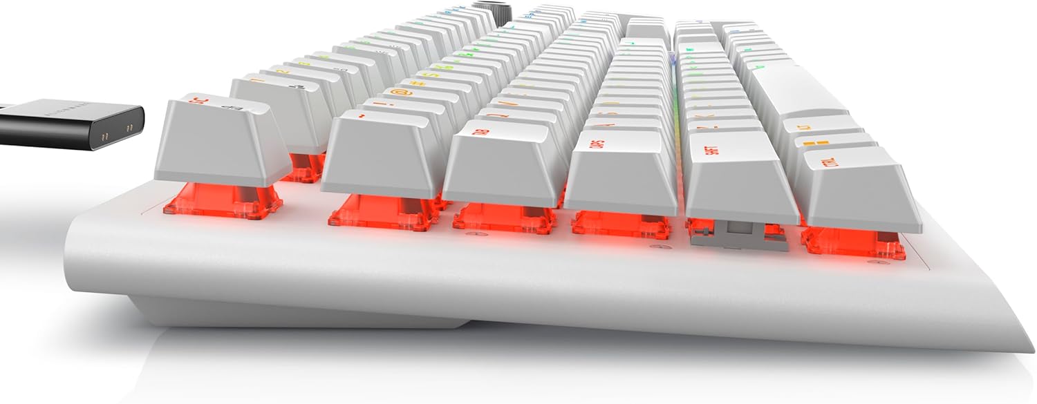 Alienware AW920K Tri-Mode Wireless Gaming Keyboard - Rechargeable, Wireless/Wired, Magnetic Snap-on Charging, Programmable Rocker Switch and Dial, AlienFX per-Key RGB - Lunar Light