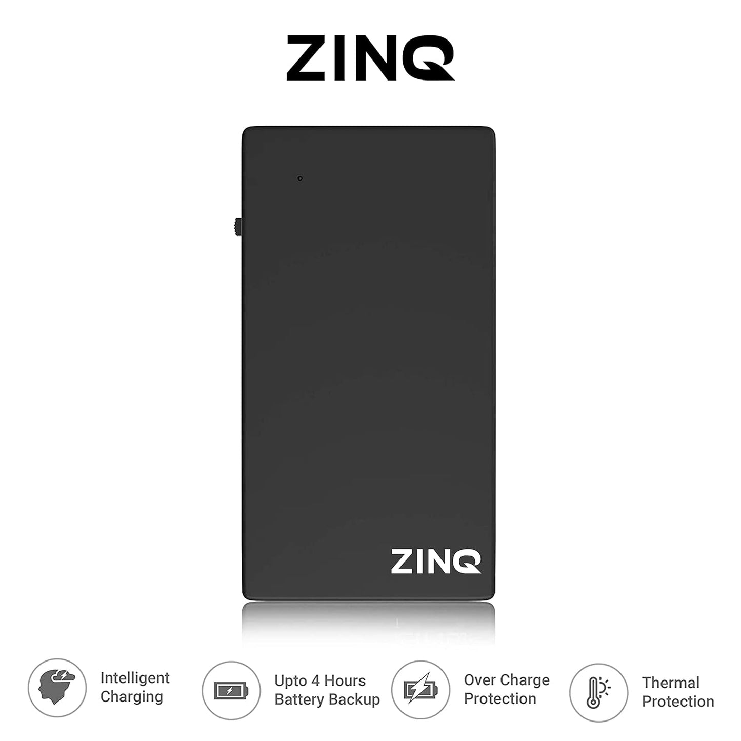 ZINQ Mini UPS for 12V Routers, High-Power Fiber Routers, and Broadband Modems | Seamless Automatic Switching | Up to 4 Hours of Power Backup During Outages (Black)