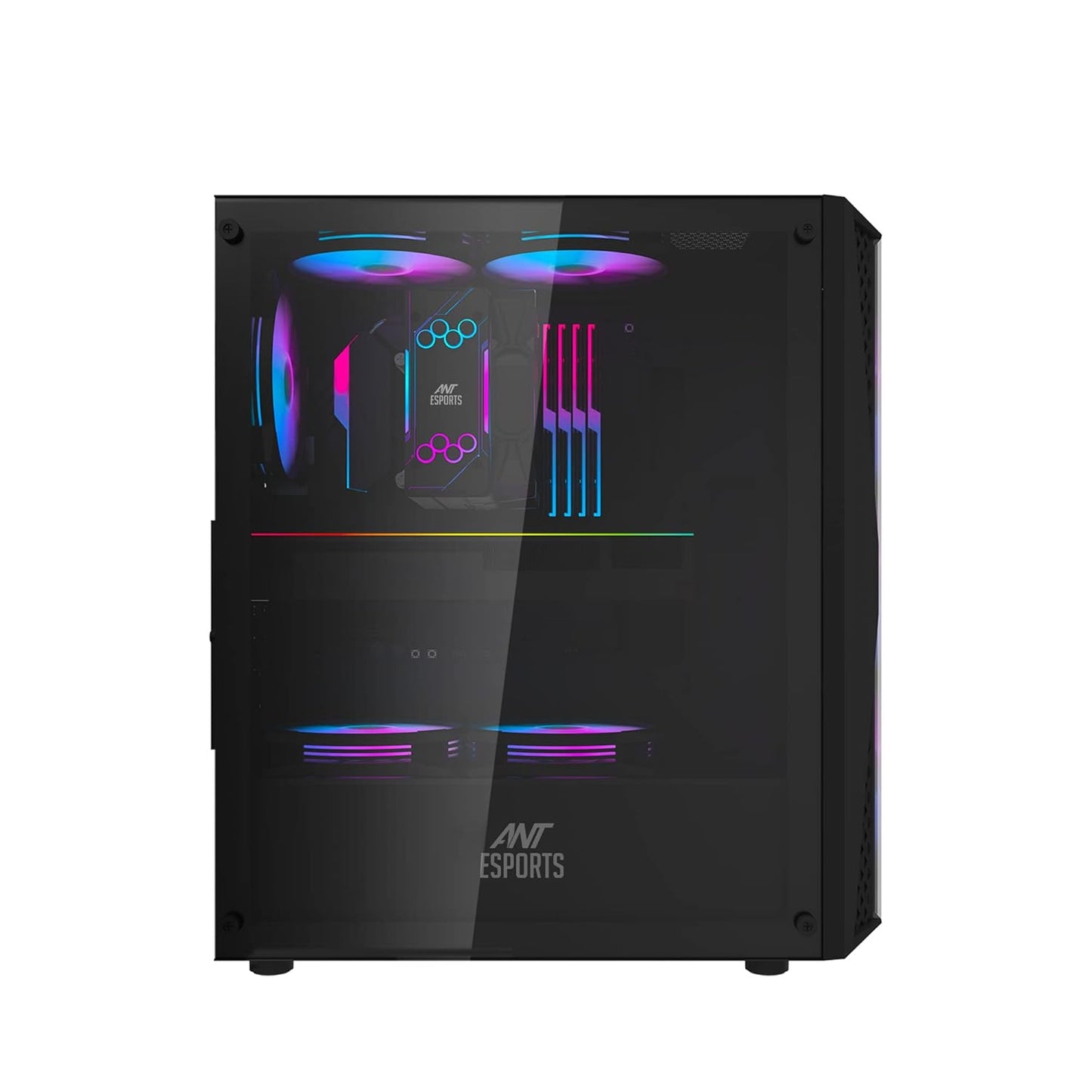 Ant Esports 220 Air Mid-Tower Gaming Case - Black | Supports ATX, M-ATX, ITX Motherboards | Includes 3 x 120mm Front Fans and 1 x 120mm Rear Fan Pre-Installed