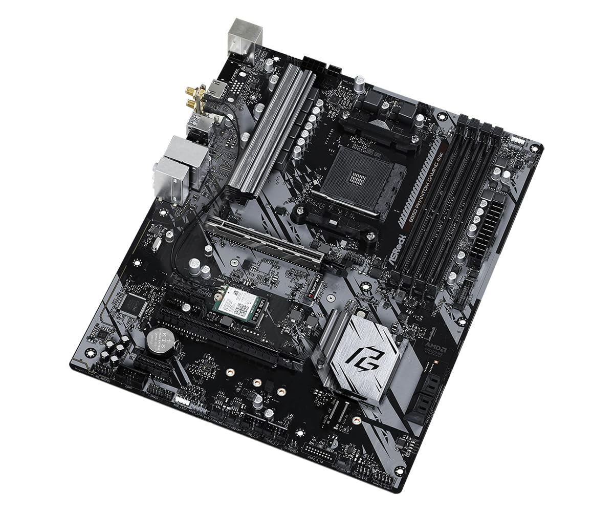 The ASRock B550 Phantom Gaming 4 AC is an ATX motherboard that supports 3rd Gen AMD Ryzen processors and future AMD Ryzen processors with the AM4 socket, along with DDR4 memory.