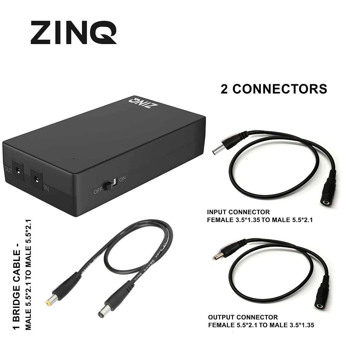 ZINQ Mini UPS for 12V Routers, High-Power Fiber Routers, and Broadband Modems | Seamless Automatic Switching | Up to 4 Hours of Power Backup During Outages (Black)