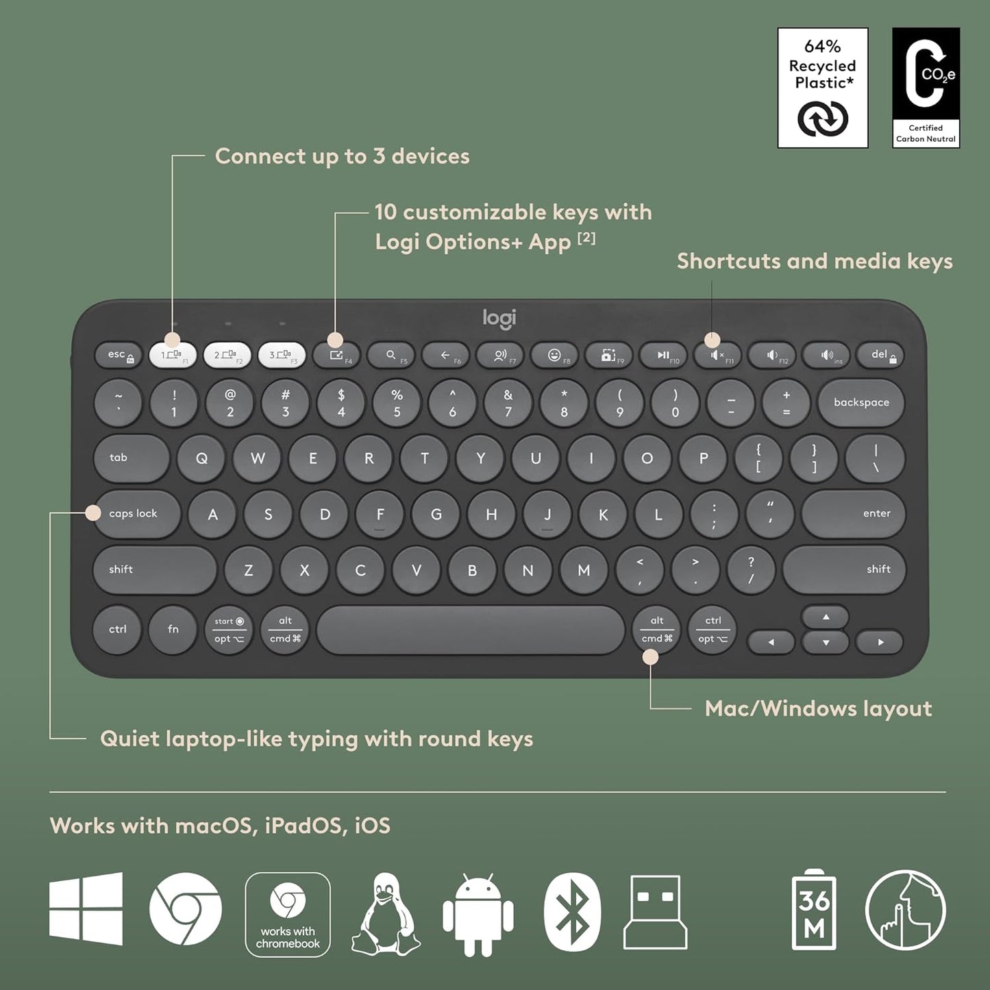 Logitech Pebble 2 Combo (Graphite)