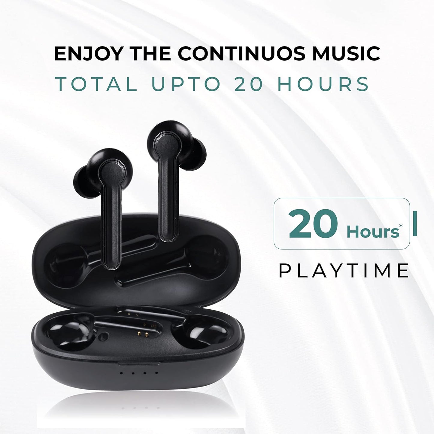 HAMMER Solo 3.0 True Wireless in Ear Earbuds (TWS Earbuds) with Mic Bluetooth Earbuds with Total 20 Hrs Playtime, Voice Assistant, Auto Paired Technology, Smart Touch Controls (Black)