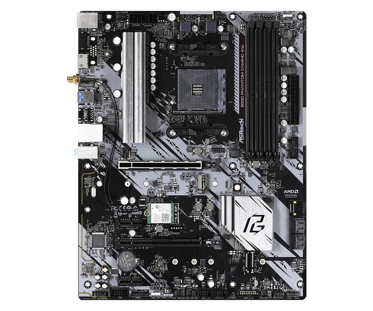 The ASRock B550 Phantom Gaming 4 AC is an ATX motherboard that supports 3rd Gen AMD Ryzen processors and future AMD Ryzen processors with the AM4 socket, along with DDR4 memory.