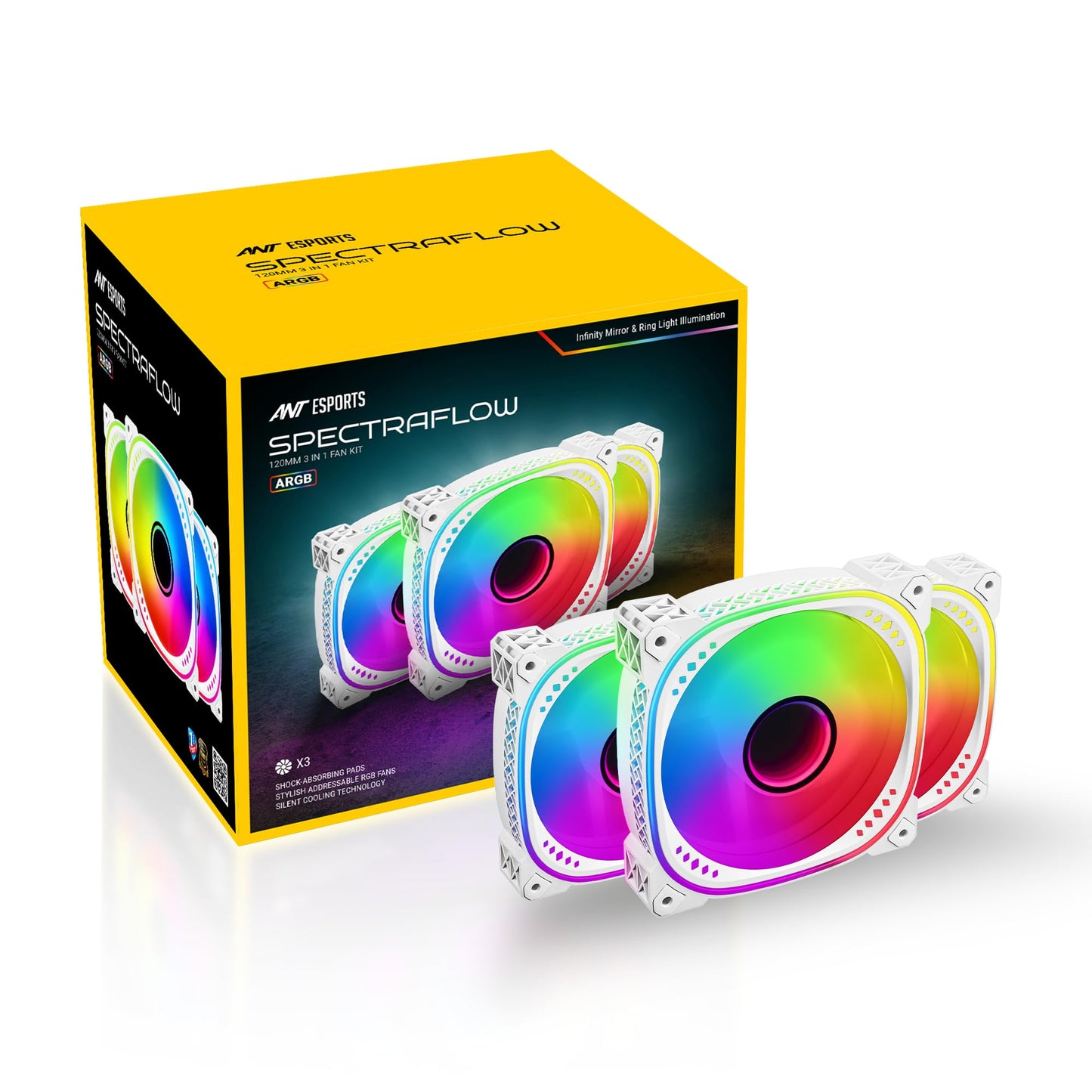 Ant Esports Octaflow 120 Auto RGB 120mm 1200 RPM Cooler Case Fan with Dual Sided RGB Ring Illumination