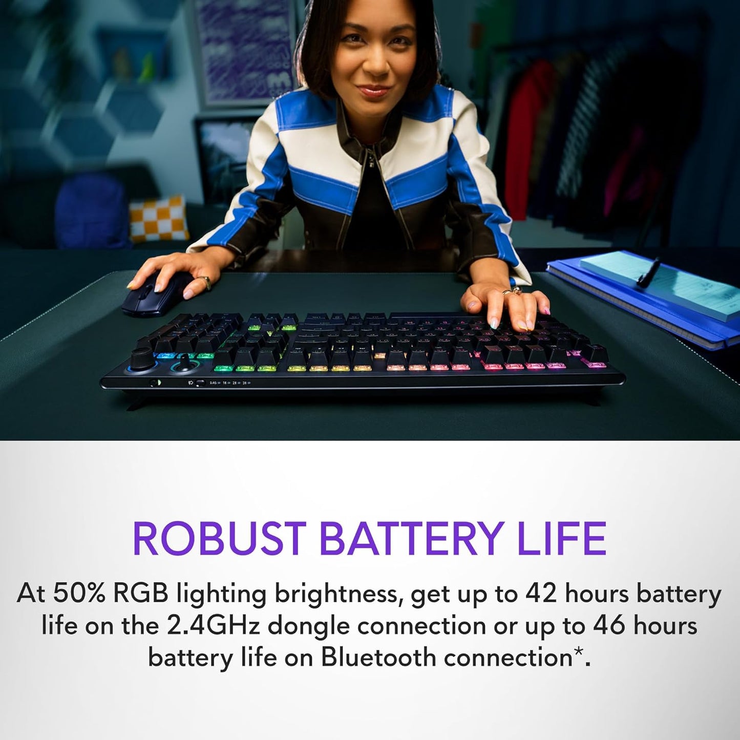 Alienware AW920K Tri-Mode Wireless Gaming Keyboard - Rechargeable, Wireless/Wired, Magnetic Snap-on Charging, Programmable Rocker Switch and Dial, AlienFX per-Key RGB - Dark Side of The Moon