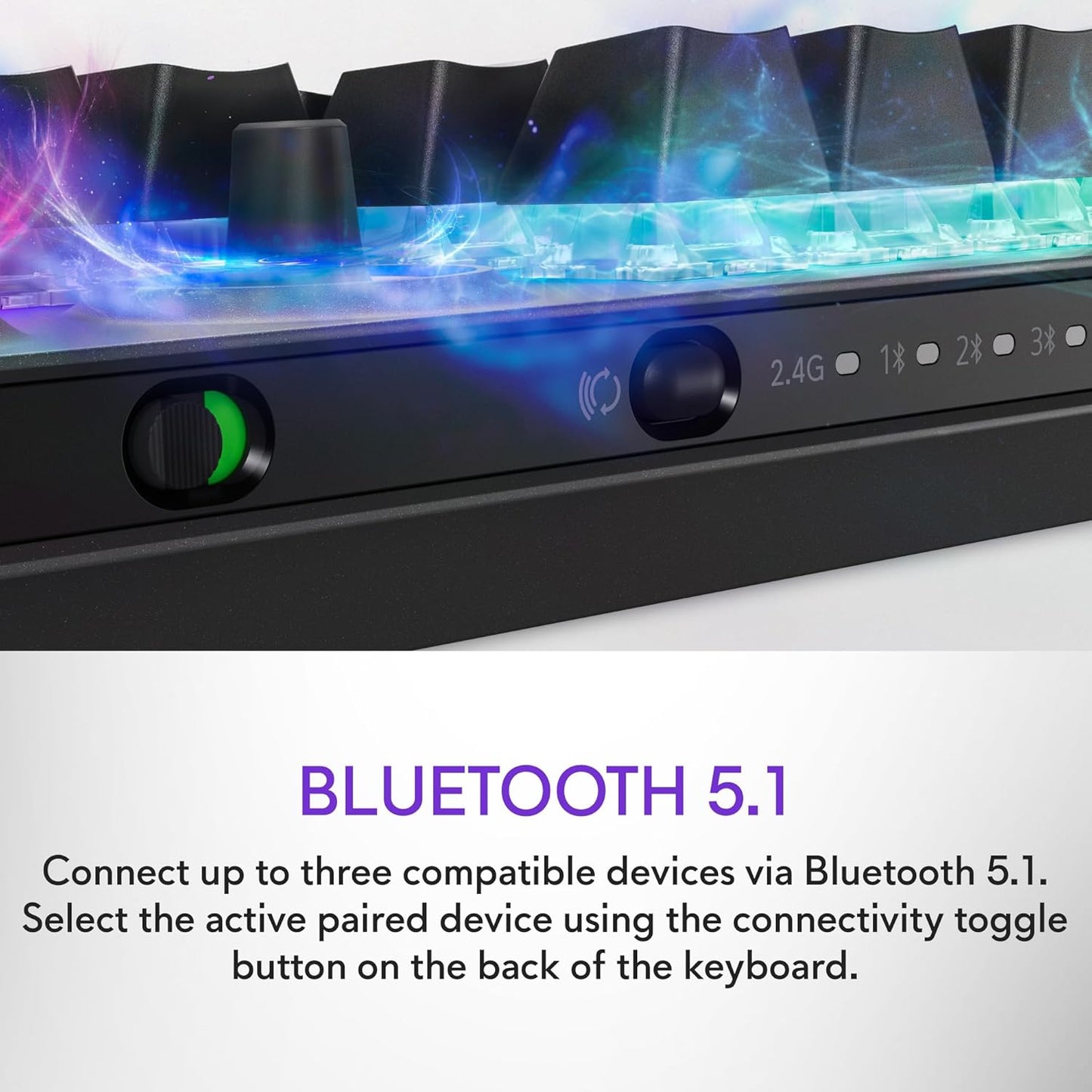 Alienware AW920K Tri-Mode Wireless Gaming Keyboard - Rechargeable, Wireless/Wired, Magnetic Snap-on Charging, Programmable Rocker Switch and Dial, AlienFX per-Key RGB - Dark Side of The Moon