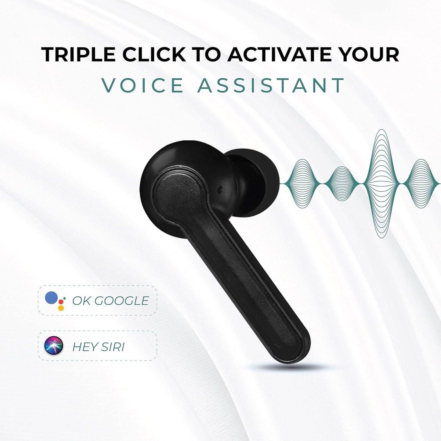 HAMMER Solo 3.0 True Wireless in Ear Earbuds (TWS Earbuds) with Mic Bluetooth Earbuds with Total 20 Hrs Playtime, Voice Assistant, Auto Paired Technology, Smart Touch Controls (Black)