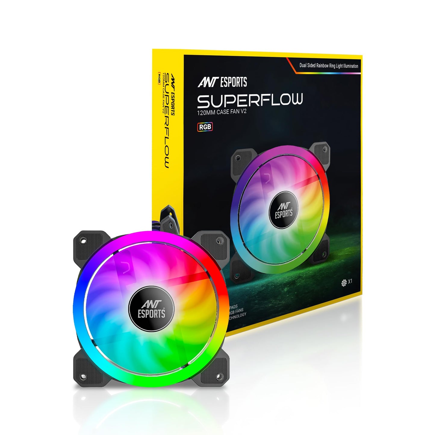 Ant Esports Octaflow 120 Auto RGB 120mm 1200 RPM Cooler Case Fan with Dual Sided RGB Ring Illumination