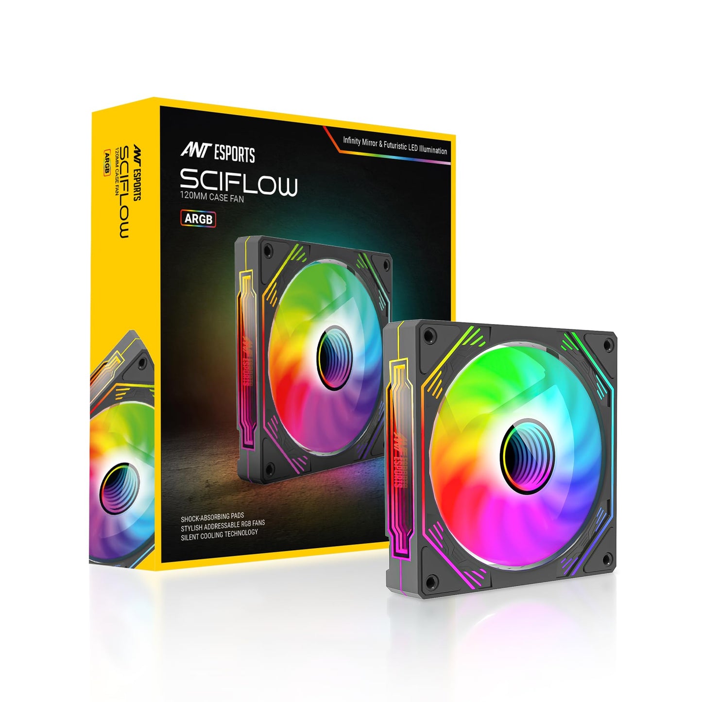 Ant Esports Octaflow 120 Auto RGB 120mm 1200 RPM Cooler Case Fan with Dual Sided RGB Ring Illumination
