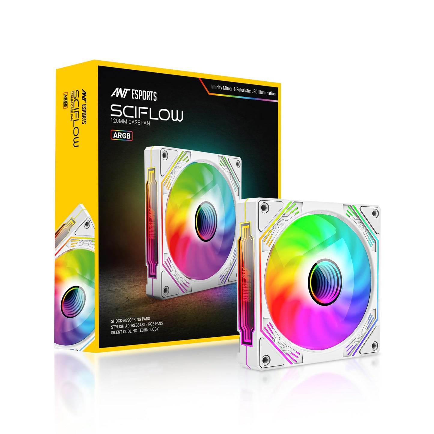 Ant Esports Octaflow 120 Auto RGB 120mm 1200 RPM Cooler Case Fan with Dual Sided RGB Ring Illumination