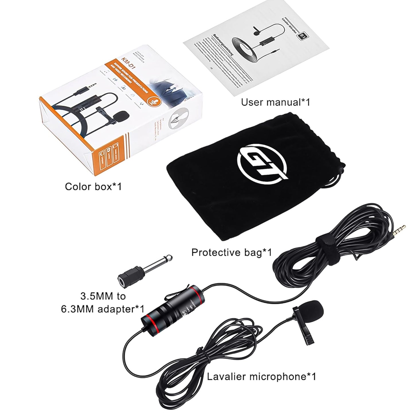 GT Omnidirectional Lavalier Microphone for Smartphones, Cameras, PCs Audio with 6m Cable, Ideal for YouTube, Interviews, and Podcasts (WN1)