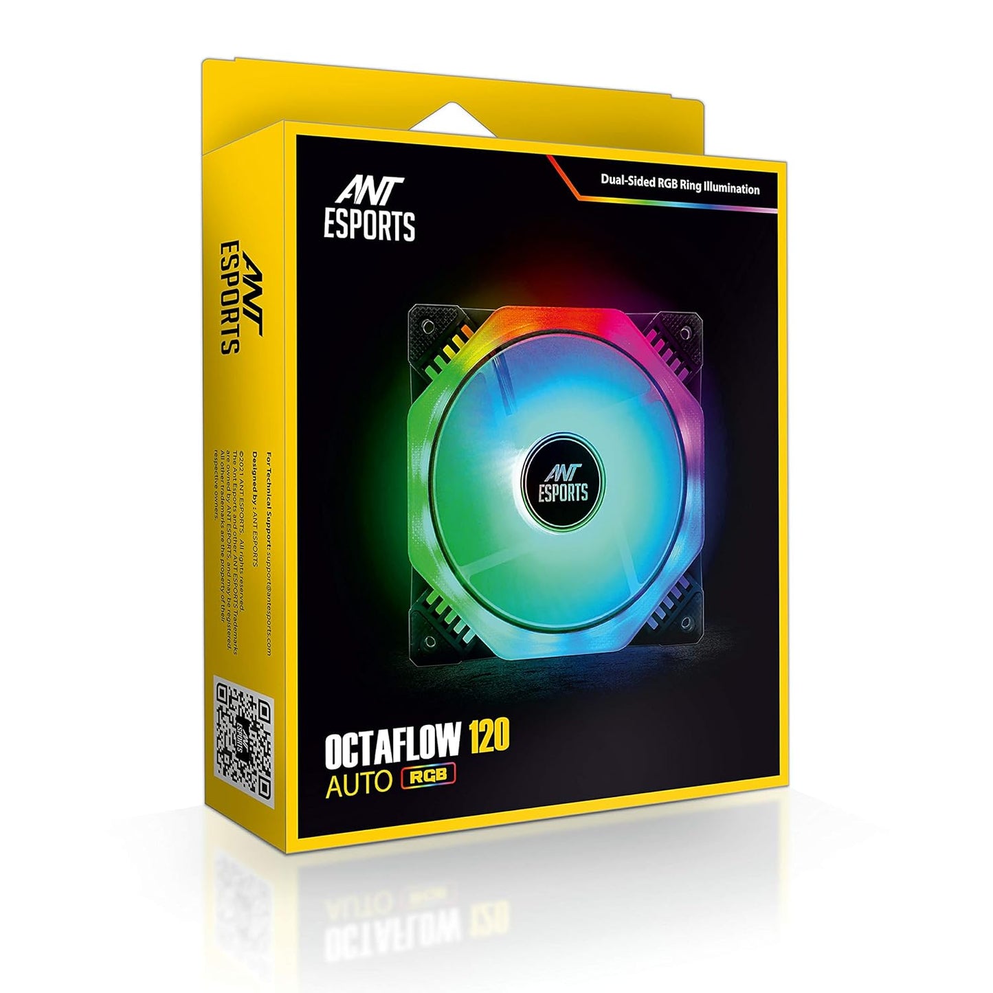 Ant Esports Octaflow 120 Auto RGB 120mm 1200 RPM Cooler Case Fan with Dual Sided RGB Ring Illumination