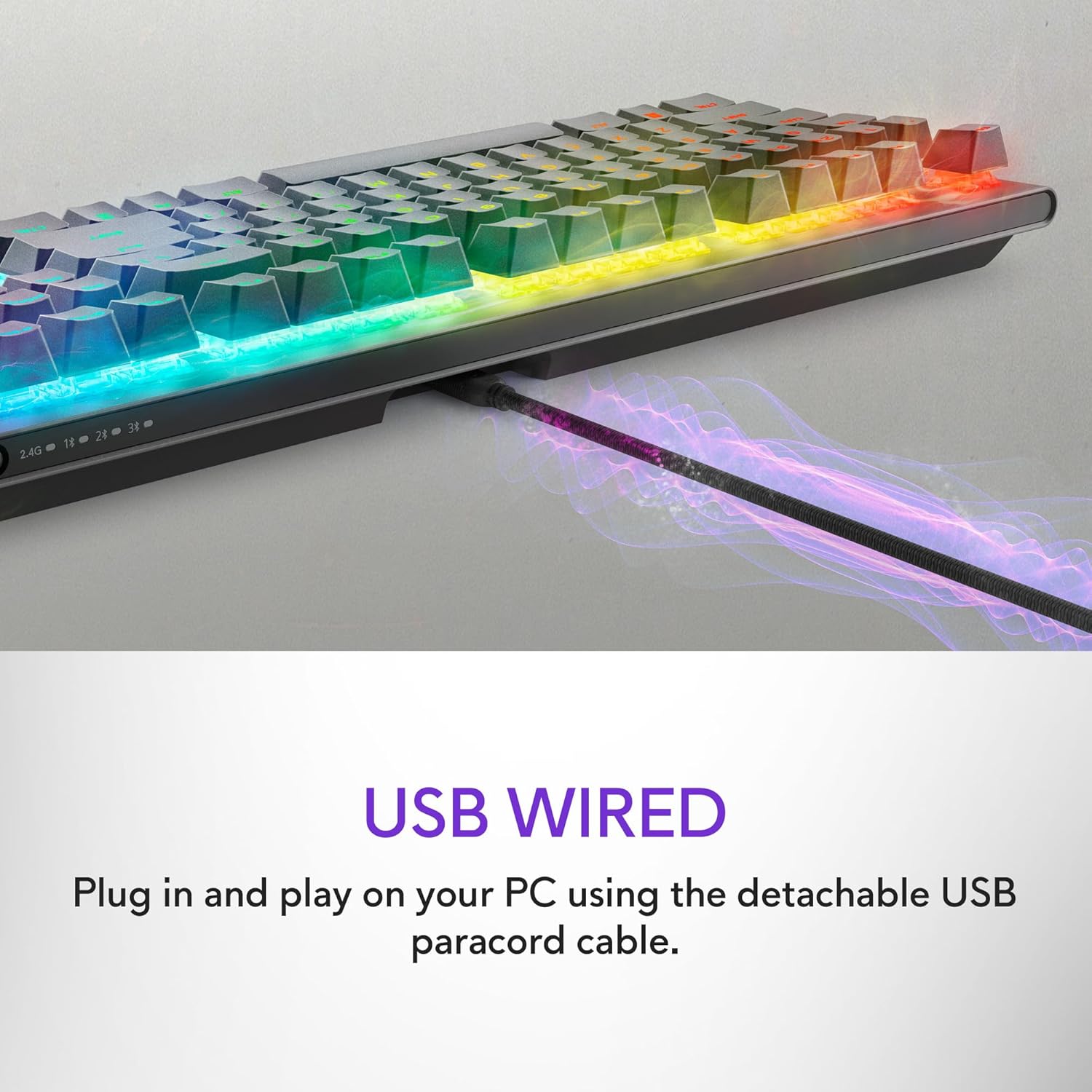 Alienware AW920K Tri-Mode Wireless Gaming Keyboard - Rechargeable, Wireless/Wired, Magnetic Snap-on Charging, Programmable Rocker Switch and Dial, AlienFX per-Key RGB - Dark Side of The Moon