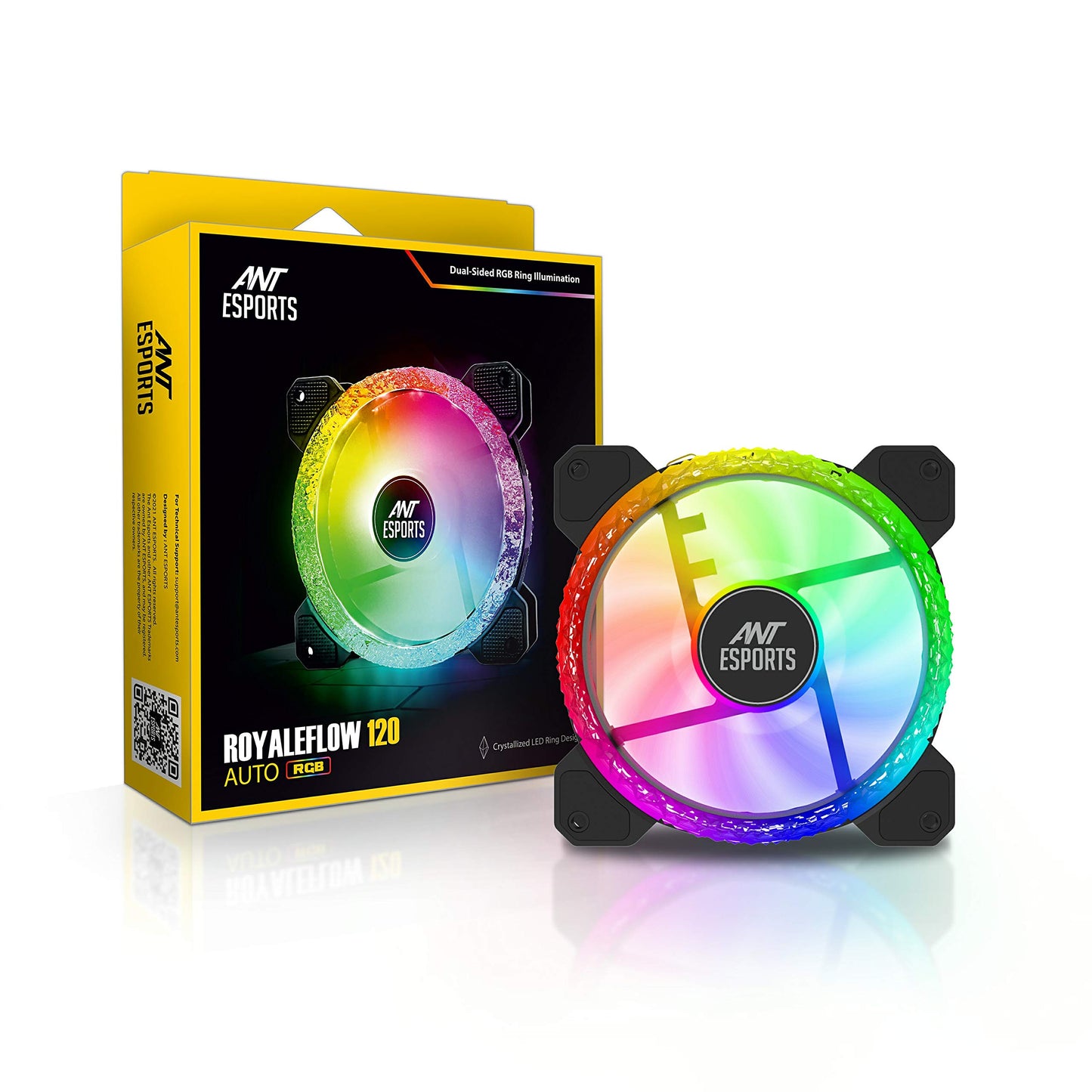 Ant Esports Octaflow 120 Auto RGB 120mm 1200 RPM Cooler Case Fan with Dual Sided RGB Ring Illumination