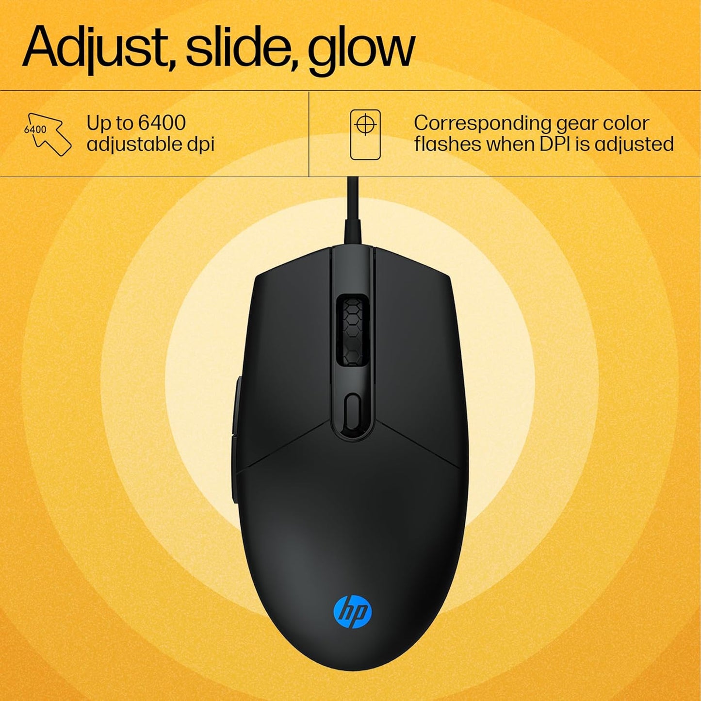 HP KM300F Wired USB Gaming Keyboard and Mouse Set, Membrane Backlit, 26 Keys Anti-Ghosting, 3 LED Indicators & 3D 6K USB Mouse with 6400DPI,Six-Speed Cyclic Resolution Switching, Black