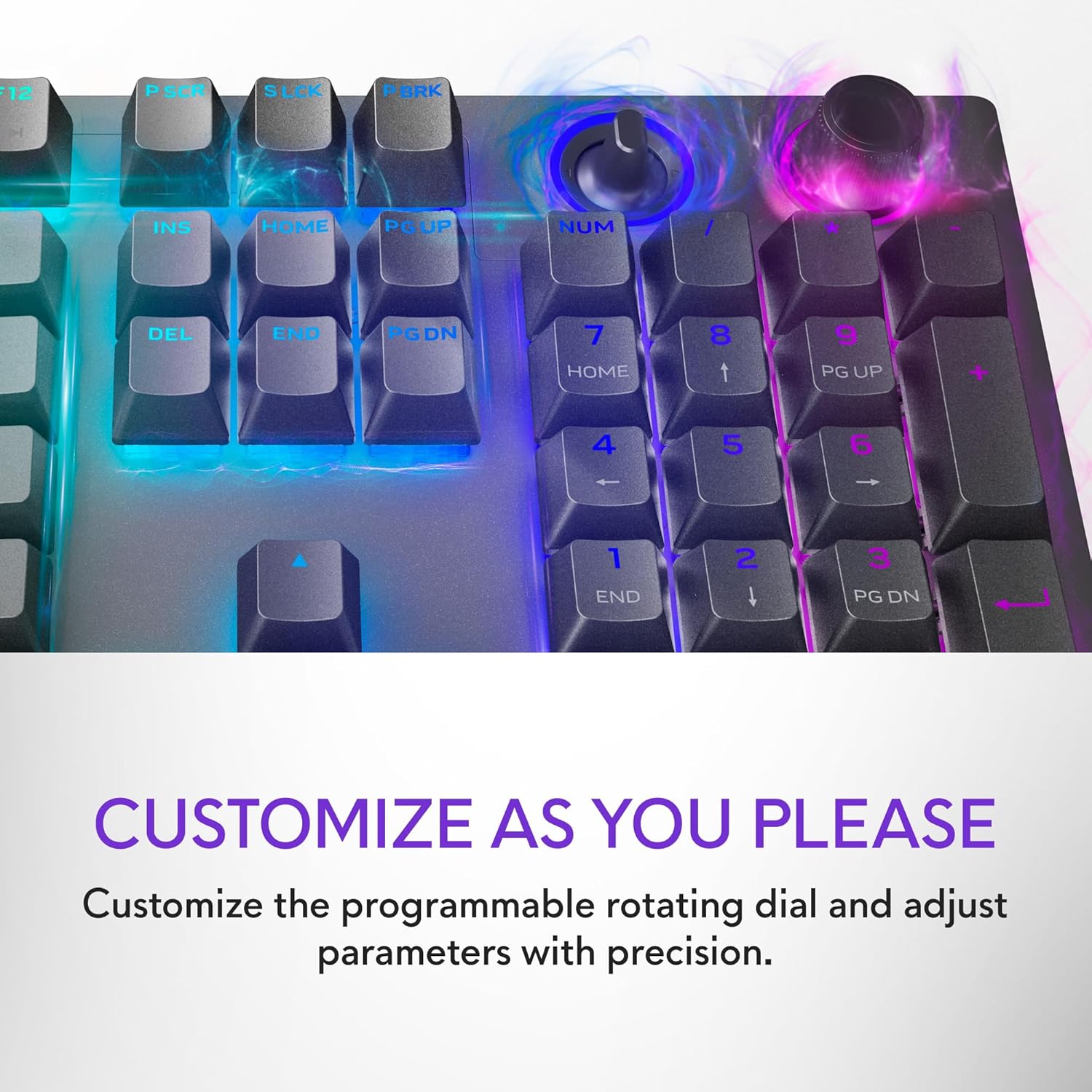 Alienware AW920K Tri-Mode Wireless Gaming Keyboard - Rechargeable, Wireless/Wired, Magnetic Snap-on Charging, Programmable Rocker Switch and Dial, AlienFX per-Key RGB - Dark Side of The Moon