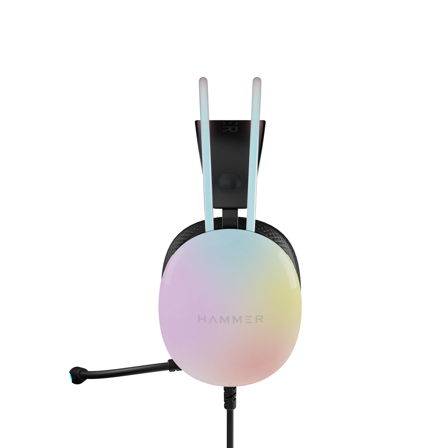 HAMMER Blaze Wired Over Ear Gaming Headphones with Mic, 50mm Drivers, Stereo 7.1 Sound, RGB Lights, Compatible with Windows, Xbox, Play Station, Gaming Headset with Adjustable Bands (Black)
