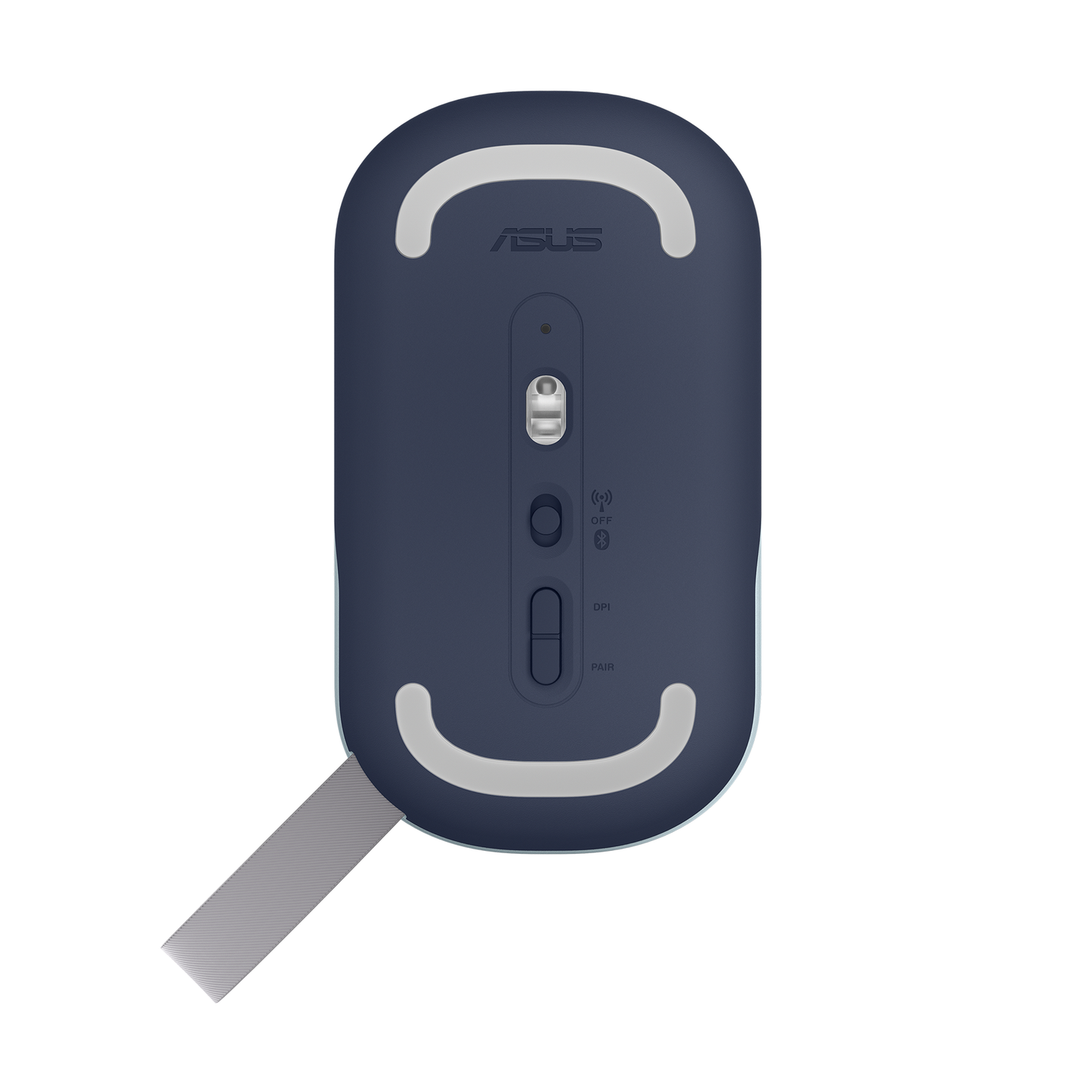 ASUS MD100 Marshmallow/Silent, Adj. DPI, Multi-Mode, with Solar Cover Wireless Optical Mouse (2.4GHz Wireless, Bluetooth, Quiet Blue)