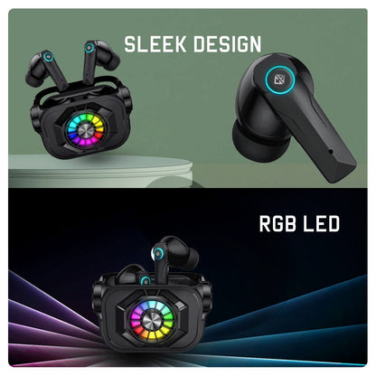 Cosmic Byte CosmoBuds X50 True Wireless Earbuds (TWS), BT 5.3, 40ms Latency GOD Mode™, Music Mode, RGB, 40Hrs, ENC, DNS Quad Mics, IPX5, Voice Assistant (Black)