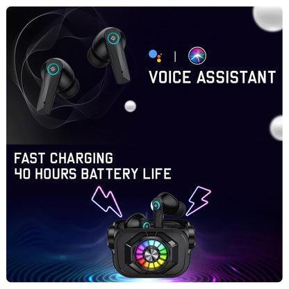 Cosmic Byte CosmoBuds X50 True Wireless Earbuds (TWS), BT 5.3, 40ms Latency GOD Mode™, Music Mode, RGB, 40Hrs, ENC, DNS Quad Mics, IPX5, Voice Assistant (Black)