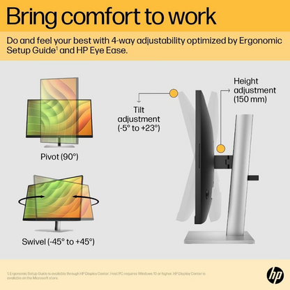 HP E24U G5 24" Class Full HD LCD Monitor - 16:9 - Black Silver (New) (Without Box) (OEM)
