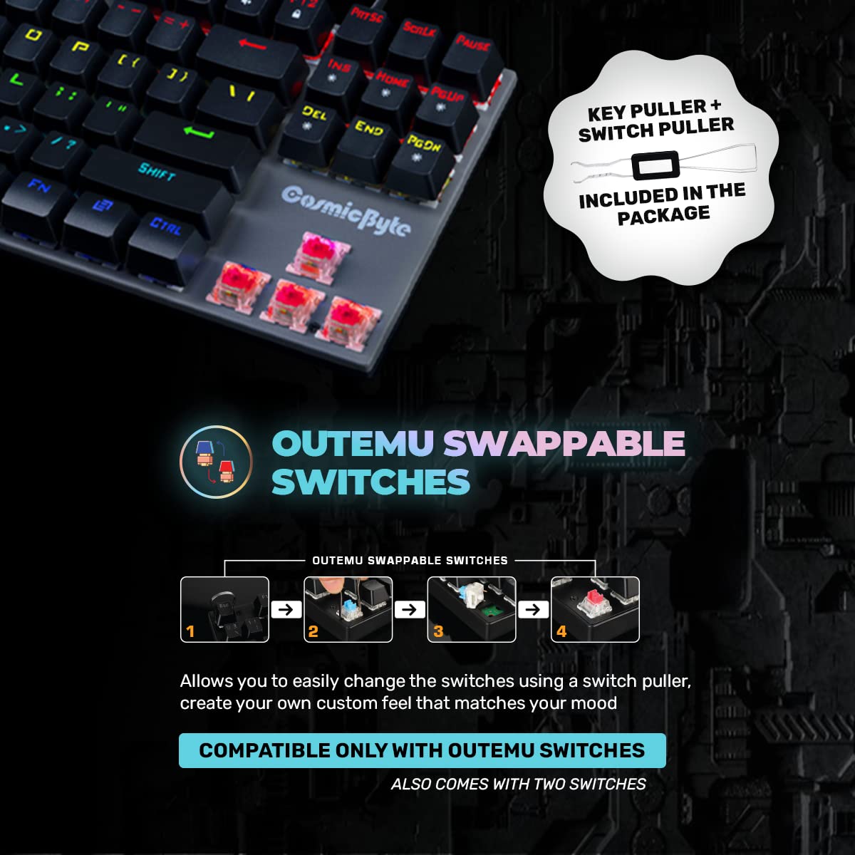 Cosmic Byte USB-A CB-GK-26 Pandora TKL RGB Mechanical Keyboard With Outemu Red Switches