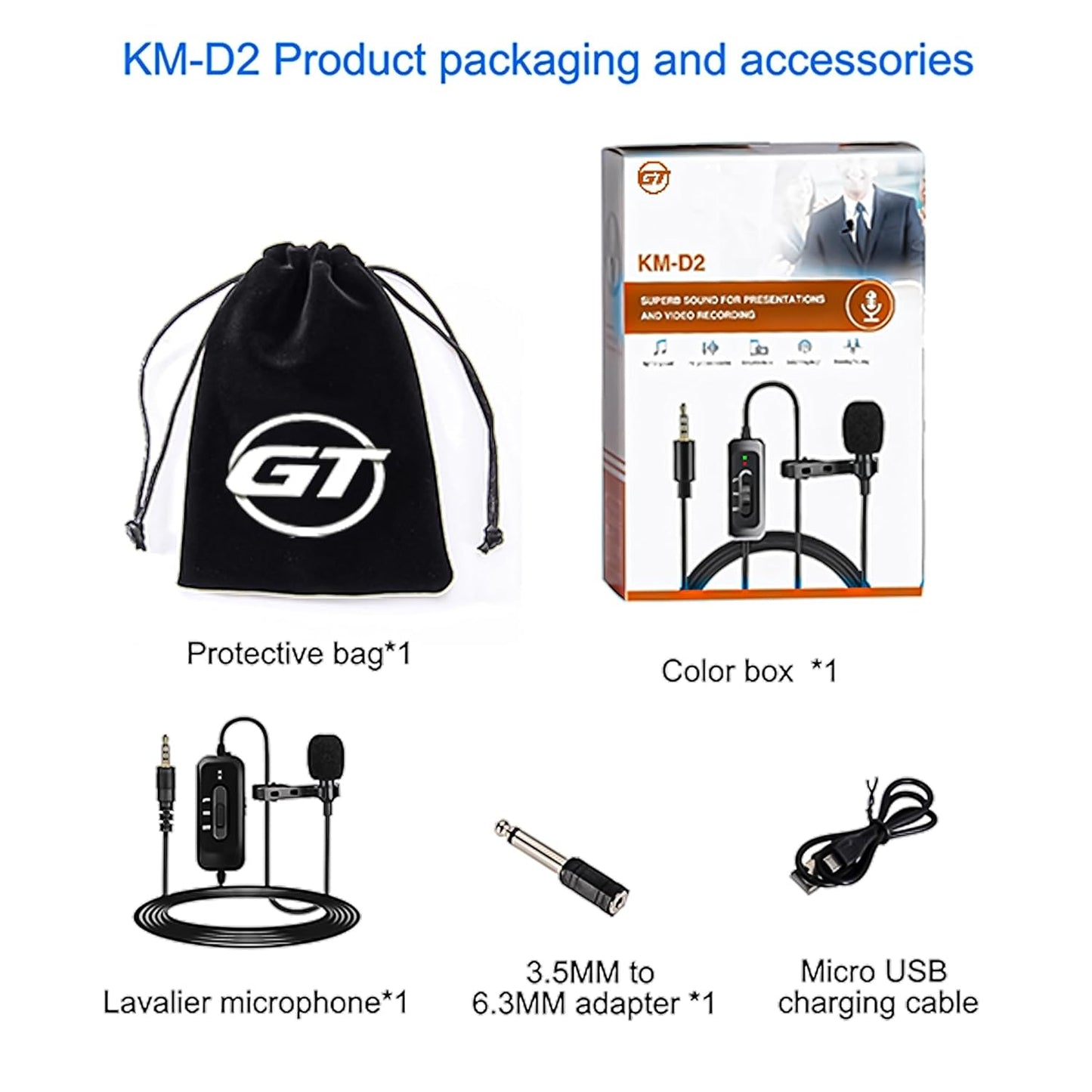 GT Omnidirectional Lavalier Microphone for Smartphones, Cameras, PCs - High-Quality Audio with 6m Cable, Ideal for YouTube, Interviews, and Podcasts (WN1 Pro)
