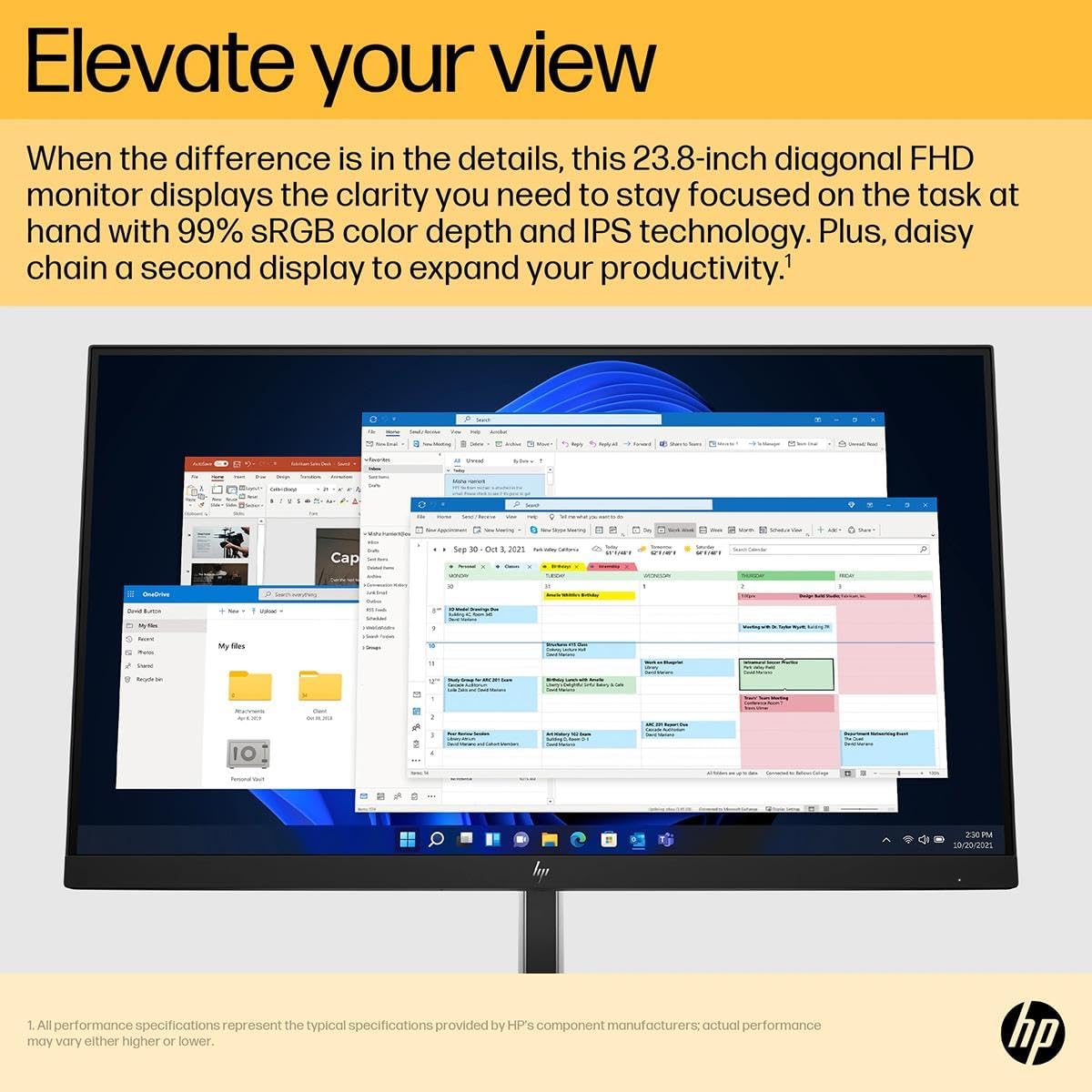 HP E24u G5 24" Class Full HD LCD Monitor - 16:9 - Black Silver