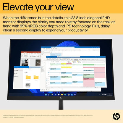HP E24u G5 24" Class Full HD LCD Monitor - 16:9 - Black Silver