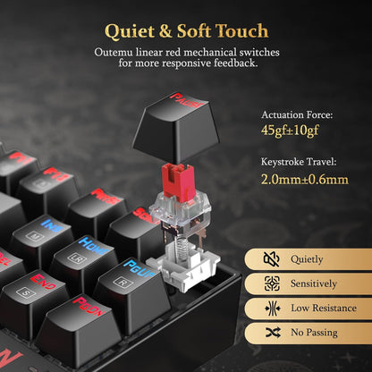 Redragon Kumara K552 Rainbow LED Backlit TKL Ten Key-Less Mechanical Wired Gaming Keyboard Without Numlock Keys (Black)