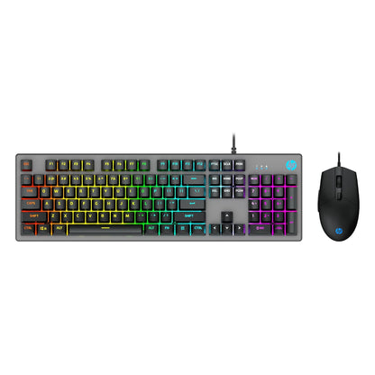 HP KM300F Wired USB Gaming Keyboard and Mouse Set, Membrane Backlit, 26 Keys Anti-Ghosting, 3 LED Indicators & 3D 6K USB Mouse with 6400DPI,Six-Speed Cyclic Resolution Switching, Black
