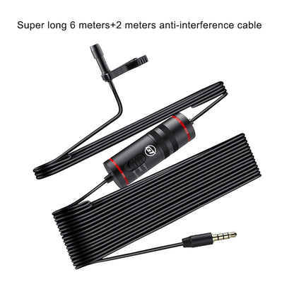 GT Omnidirectional Lavalier Microphone for Smartphones, Cameras, PCs Audio with 6m Cable, Ideal for YouTube, Interviews, and Podcasts (WN1)
