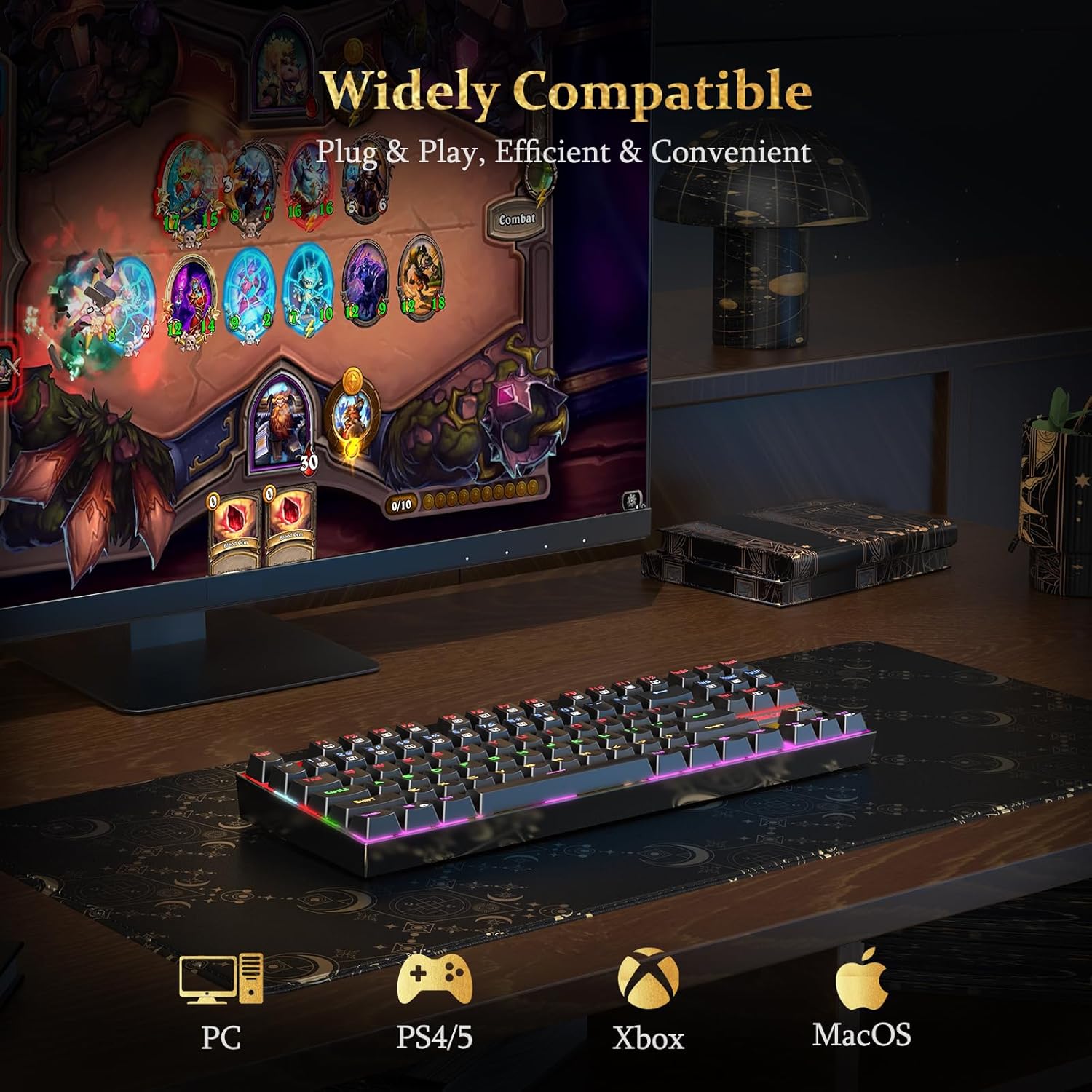 Redragon Kumara K552 Rainbow LED Backlit TKL Ten Key-Less Mechanical Wired Gaming Keyboard Without Numlock Keys (Black)