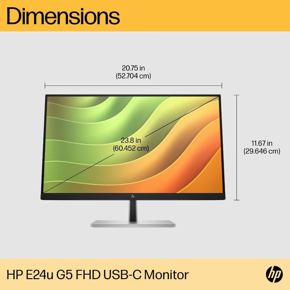 HP E24U G5 24" Class Full HD LCD Monitor - 16:9 - Black Silver (New) (Without Box) (OEM)