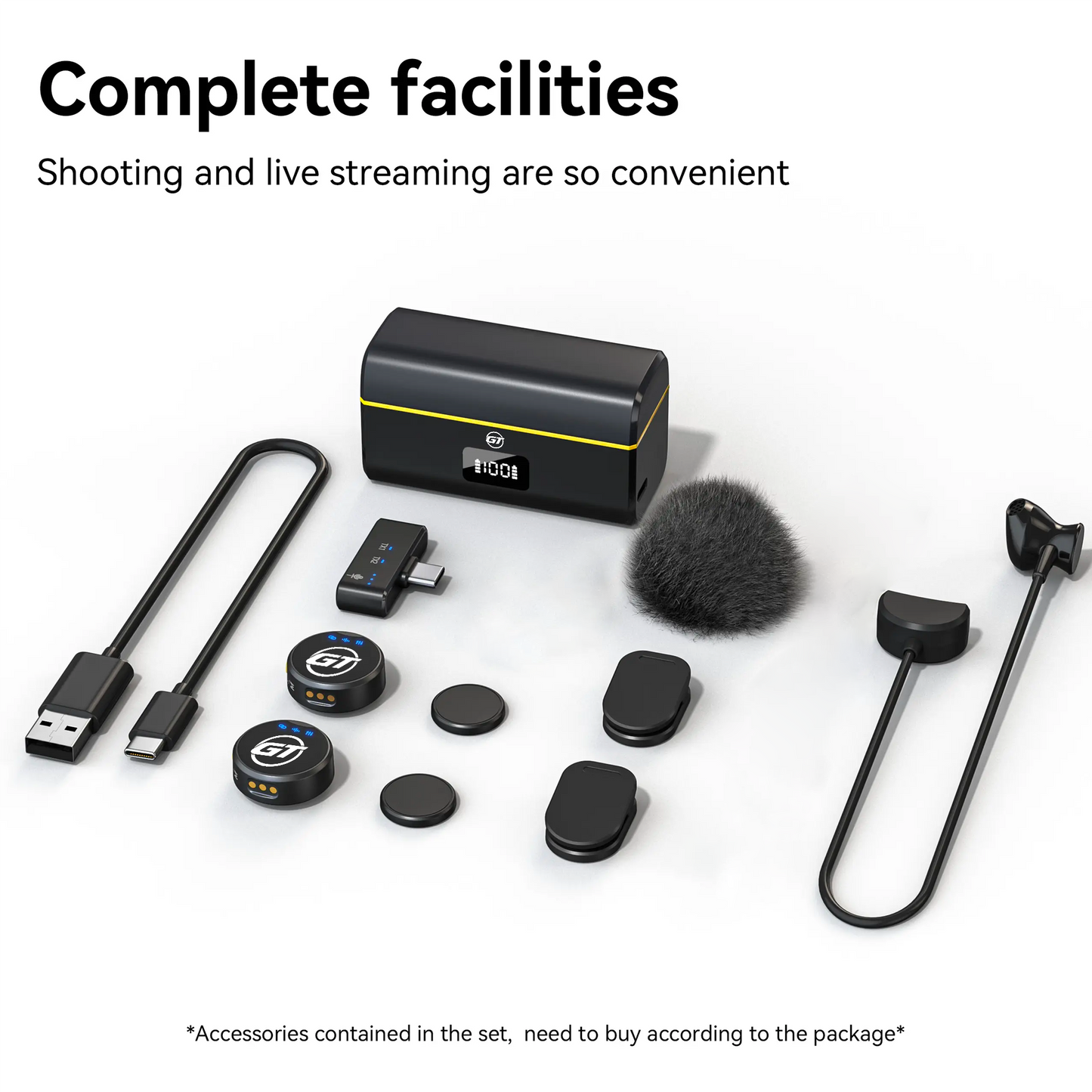 GT X1 Noise-Cancelling Wireless Microphone for Youtubers, Smartphones (USB-C & Lightning Compatible) – Lavalier Mic Perfect for Vlogging, Podcasts, Interviews & Content Creation