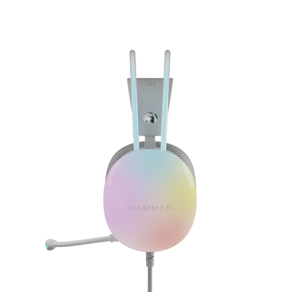 HAMMER Blaze Wired Over Ear Gaming Headphones with Mic, 50mm Drivers, Stereo 7.1 Sound, RGB Lights, Compatible with Windows, Xbox, Play Station, Gaming Headset with Adjustable Bands (Cyan)