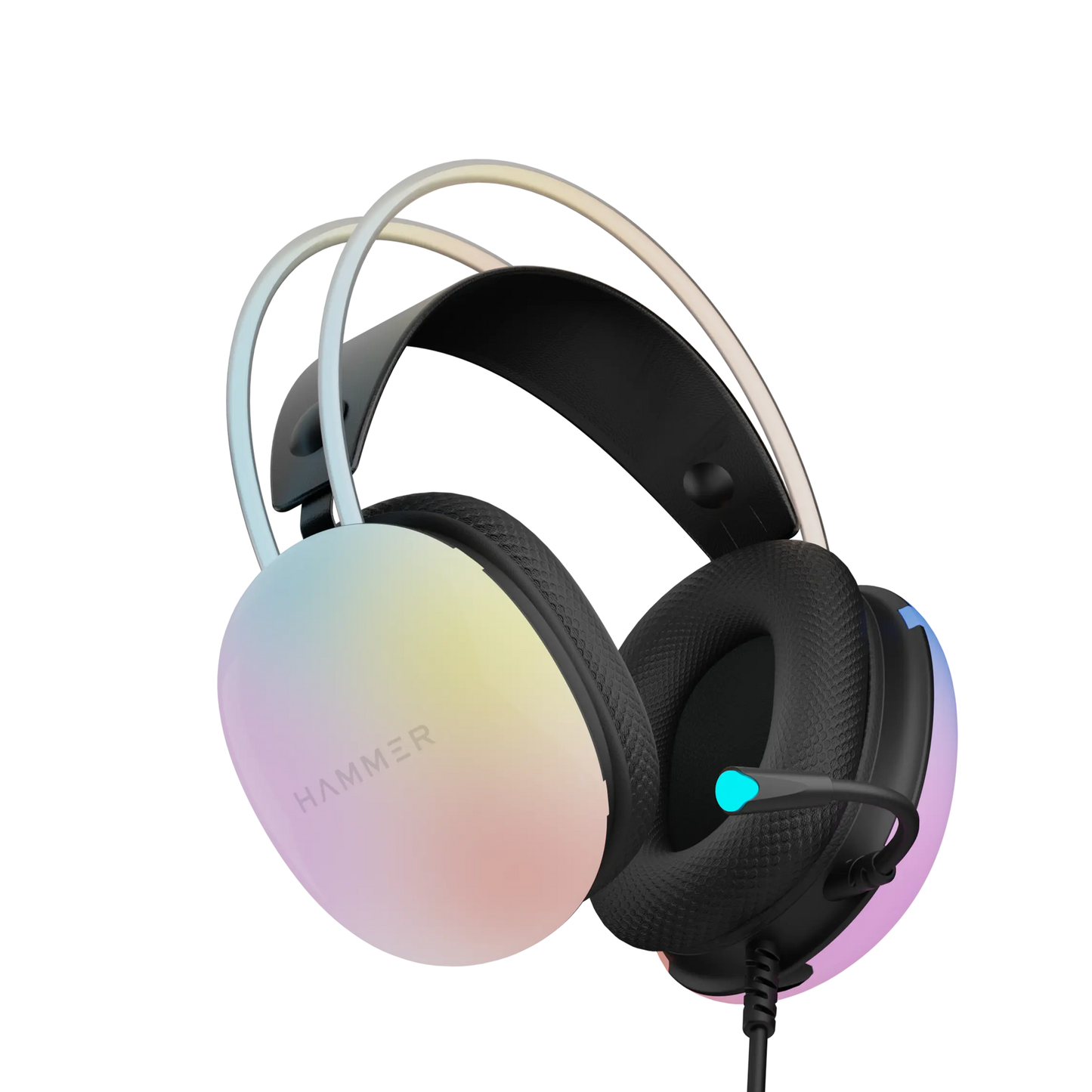 HAMMER Blaze Wired Over Ear Gaming Headphones with Mic, 50mm Drivers, Stereo 7.1 Sound, RGB Lights, Compatible with Windows, Xbox, Play Station, Gaming Headset with Adjustable Bands (Black)